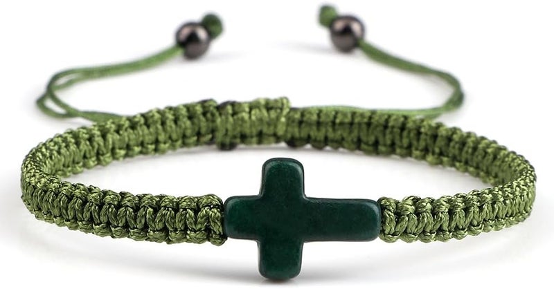 SCRDPRAD Adjustable Handmade Cross Braided Rope Bracelet for Christian Colorful Matching Couple Charm Jewelry Inspirational Religious Woven Bracelet Birthday Easter Thanksgiving Christmas Gifts - Image 1